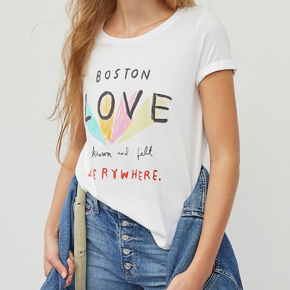 Anthropologie Boston Hometown Pride Graphic Tee, Size XL White